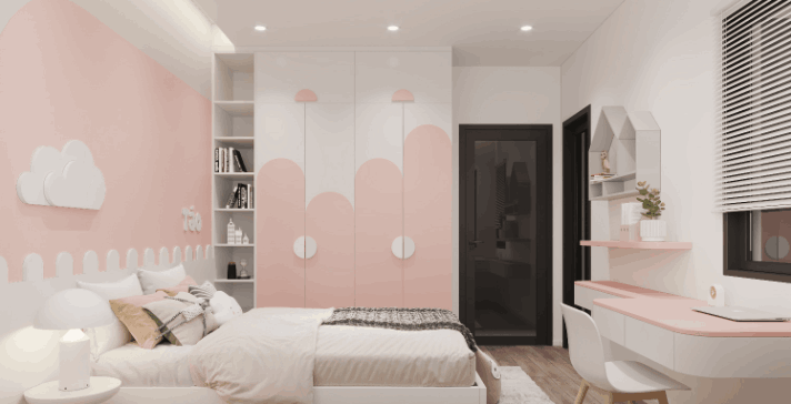 Decor phòng ngủ màu hồng nhạt